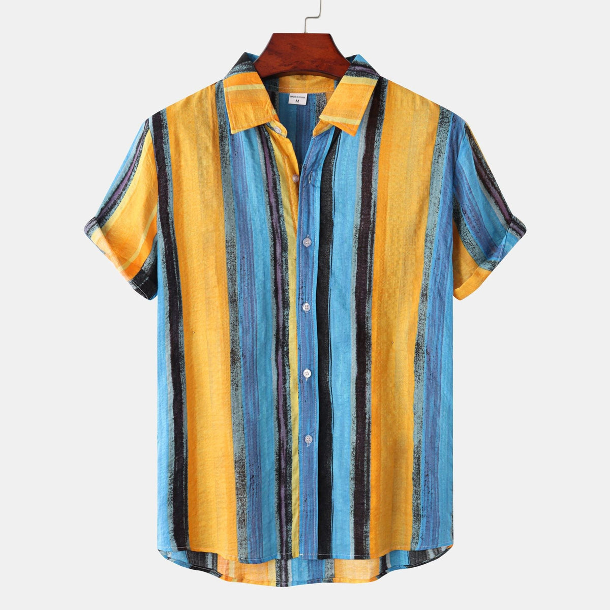 Street-Wave Mens Lightweight Striped Short Sleeve Shirt Breathable Summer Top Casual Everyday Wardrobe Essential