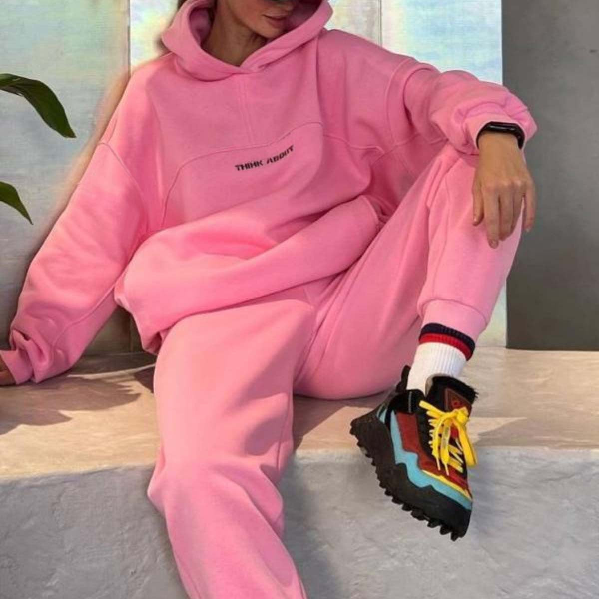 Street Wave Women Pink Hoodie With Bold Graphic Slogan For Active Women Soft Comfortable Fit