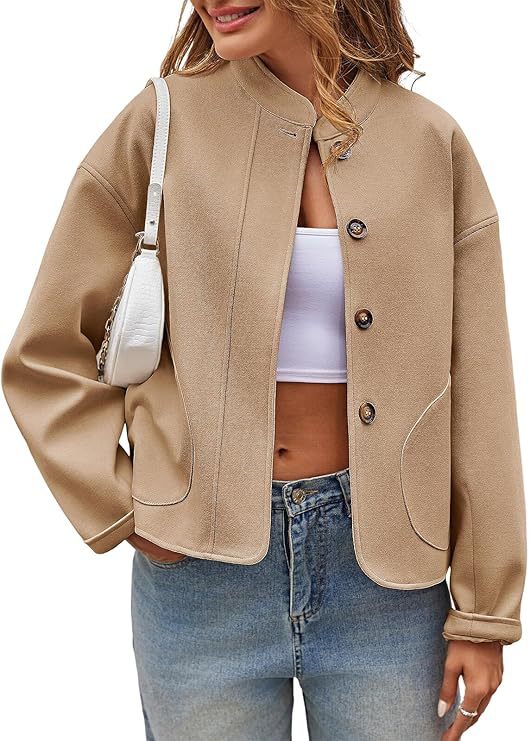 Streetwave Womens Oversized Button Front Jacket With Side Pockets For Stylish Versatile Everyday Style