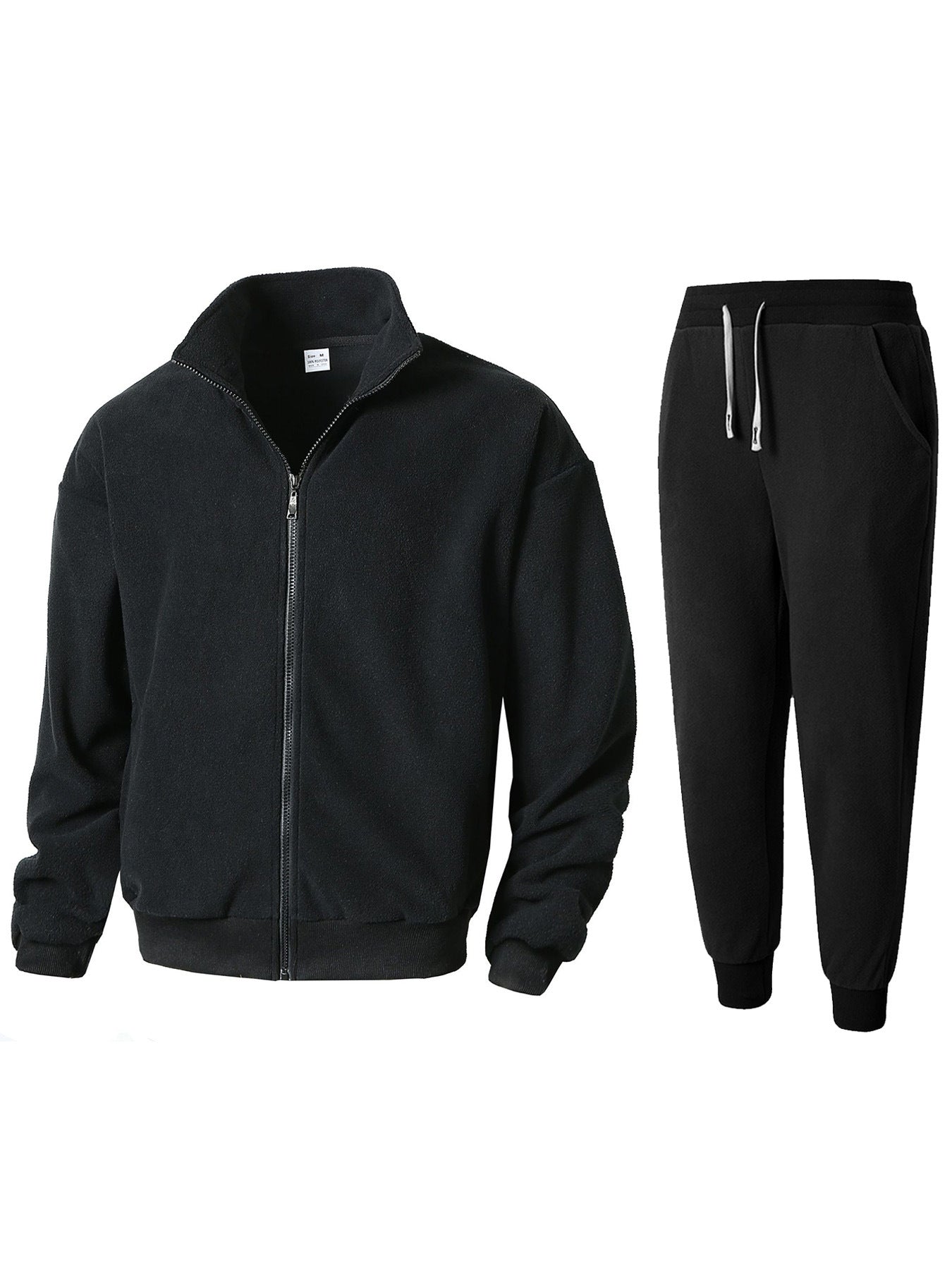 Street-wave Men's Fleece Tracksuit Set With High Collar For Cozy Home Comfort All Day Everyday Comfort