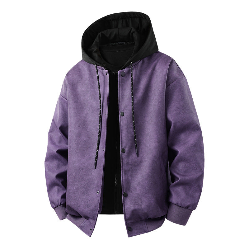 Men's Transitional Jacket With Detachable Hood By Street-wave Sporty Accent Style For Everyday Wear