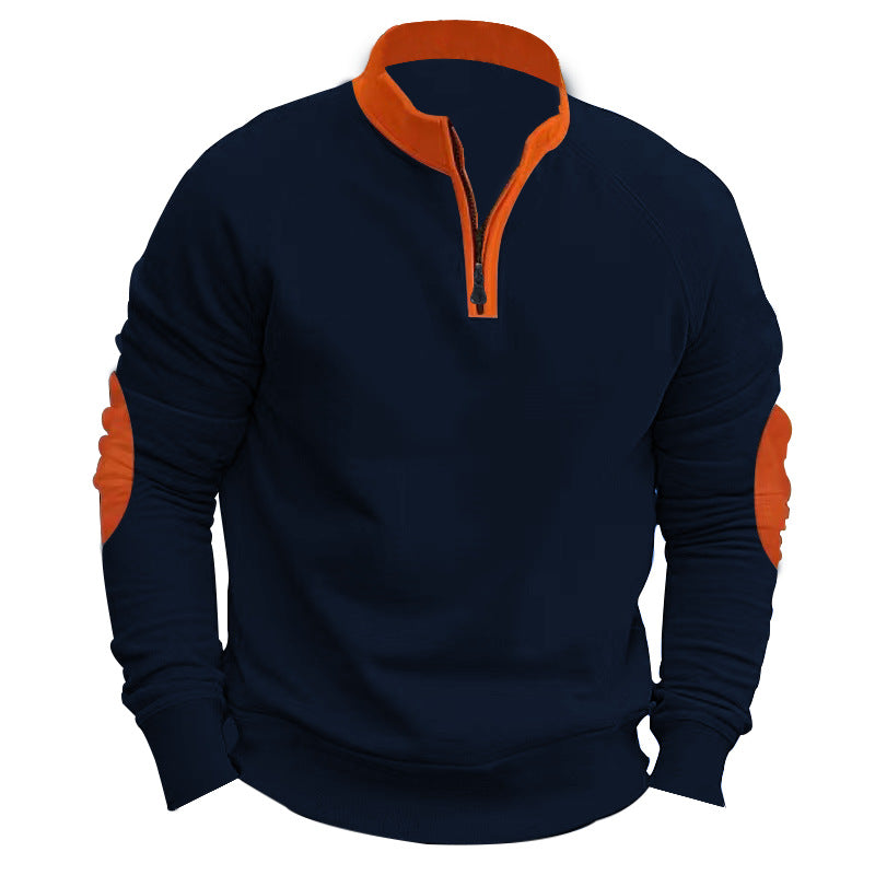 Street-Wave Men's Athletic Pullover With Quarter Zip And Contrast Sleeves For Active Comfort
