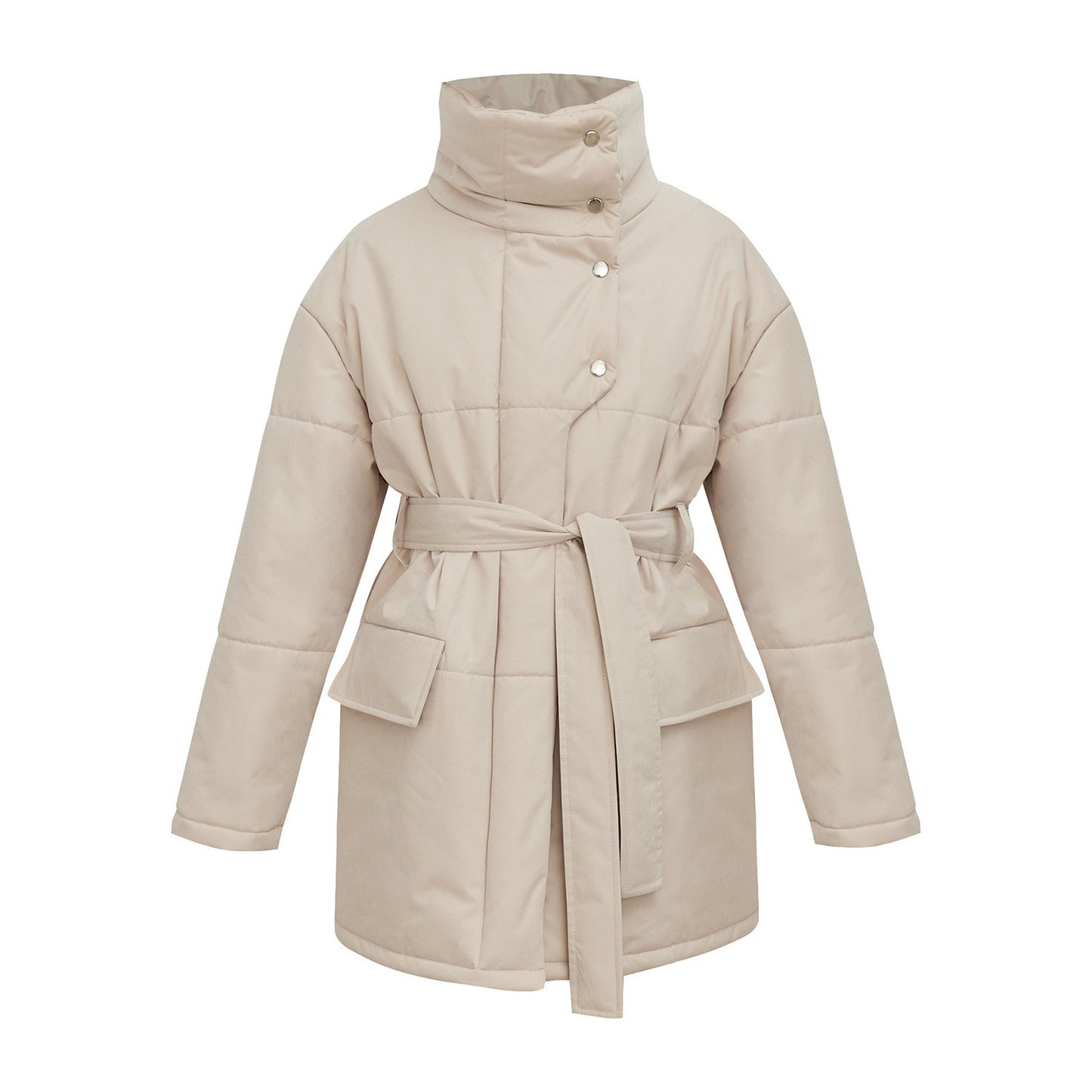 Street-wave Waterfall Coat for Women Knee Length All Season Elegance Belted Chic