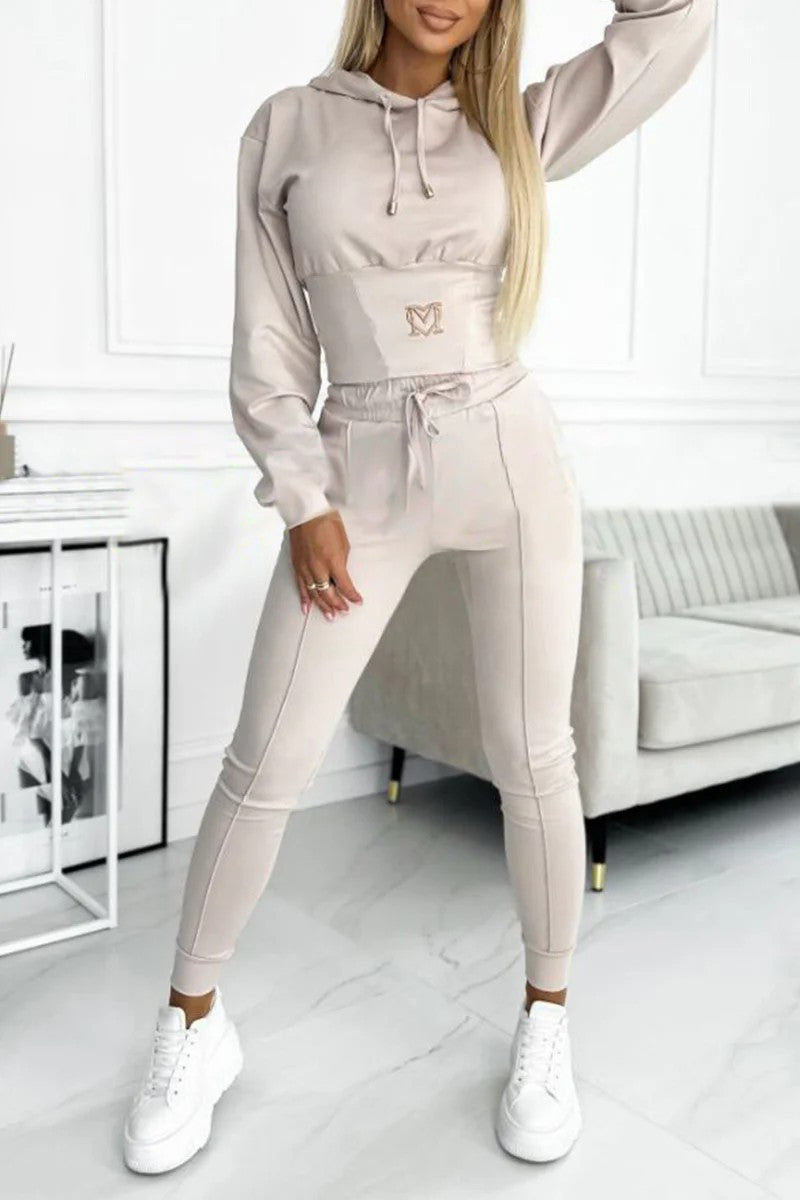 Street Wave Hooded Sport Jumpsuit Set For Women With Elastic Waist Breathable Comfort