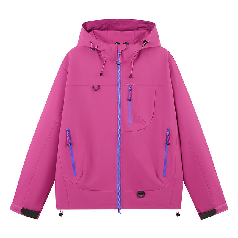 Street-wave Women's All-Weather Water-Resistant Outdoor Jacket With Adjustable Hood And Zipper Pockets