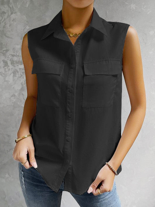 Sleeveless Blouse Shirt Street-Wave For Women Breathable Fabric Versatile Office And Casual Top