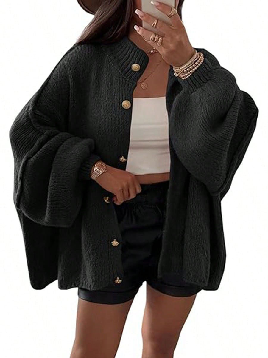Street Wave Fluffy Knit Cardigan Women Cozy Wool Blend With Oversized Sleeves For Fall