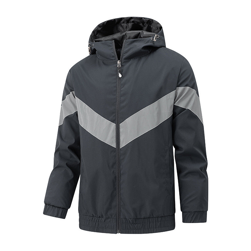 Street-wave Mens Sporty Leisure Jacket With Hood Lightweight Windbreaker For Active Men