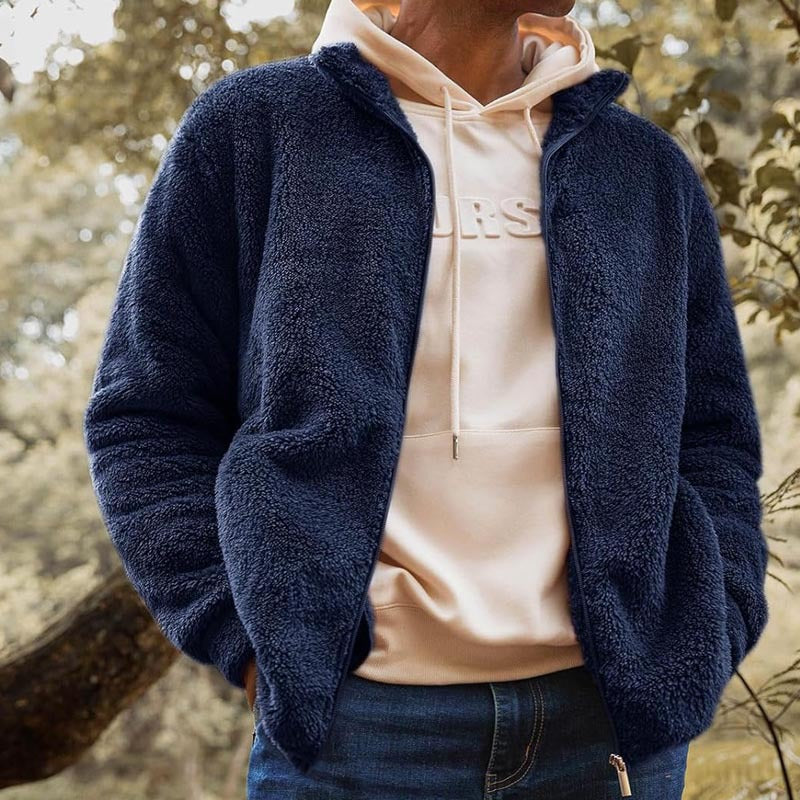 Mens Fleece Jacket With High Collar Streetwave Warmth And Practical Pockets For Men