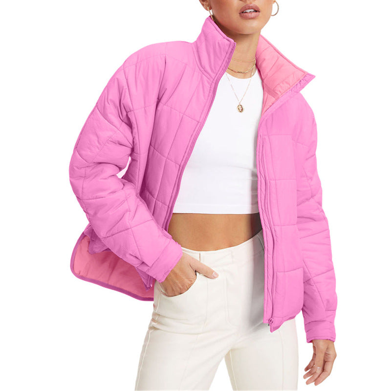Streetwave Womens Insulated Quilted Jacket With High Collar For Cold Weather Warmth