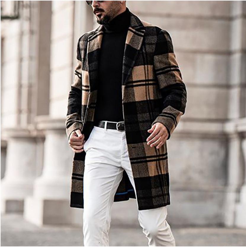 Men's Plaid Winter Coat With Warm Inner Lining Street-wave For Men Stylish Cold Weather Outerwear