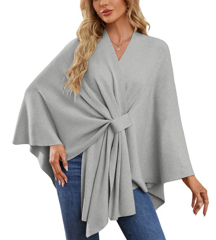 Street Wave Womens Elegant Wrap Sweater with Asymmetric Knot Tie Front For Everyday And Special Occasions