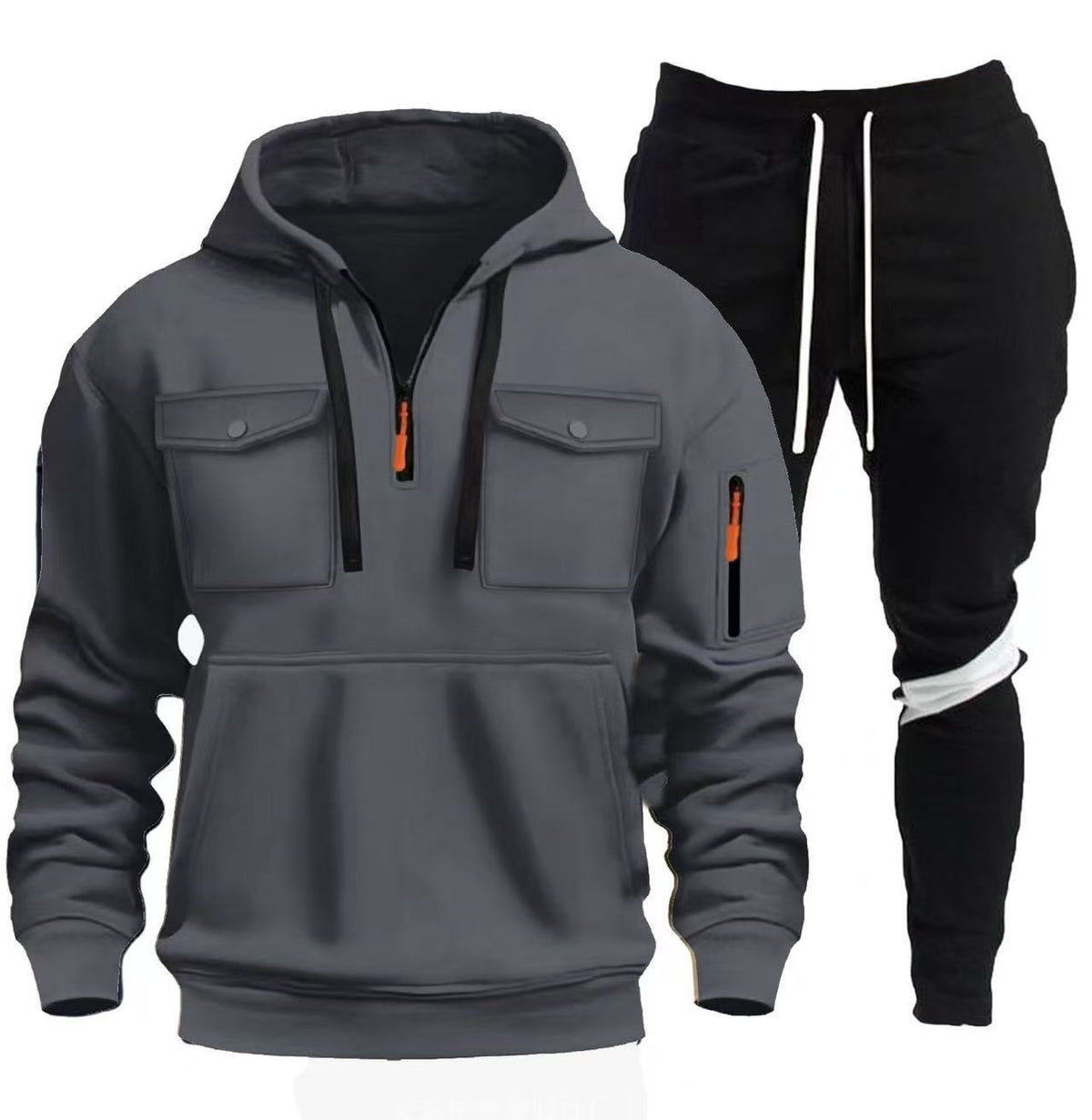 Street-wave Mens Hooded Jacket and Joggers Set Versatile Athleisure for Active Days