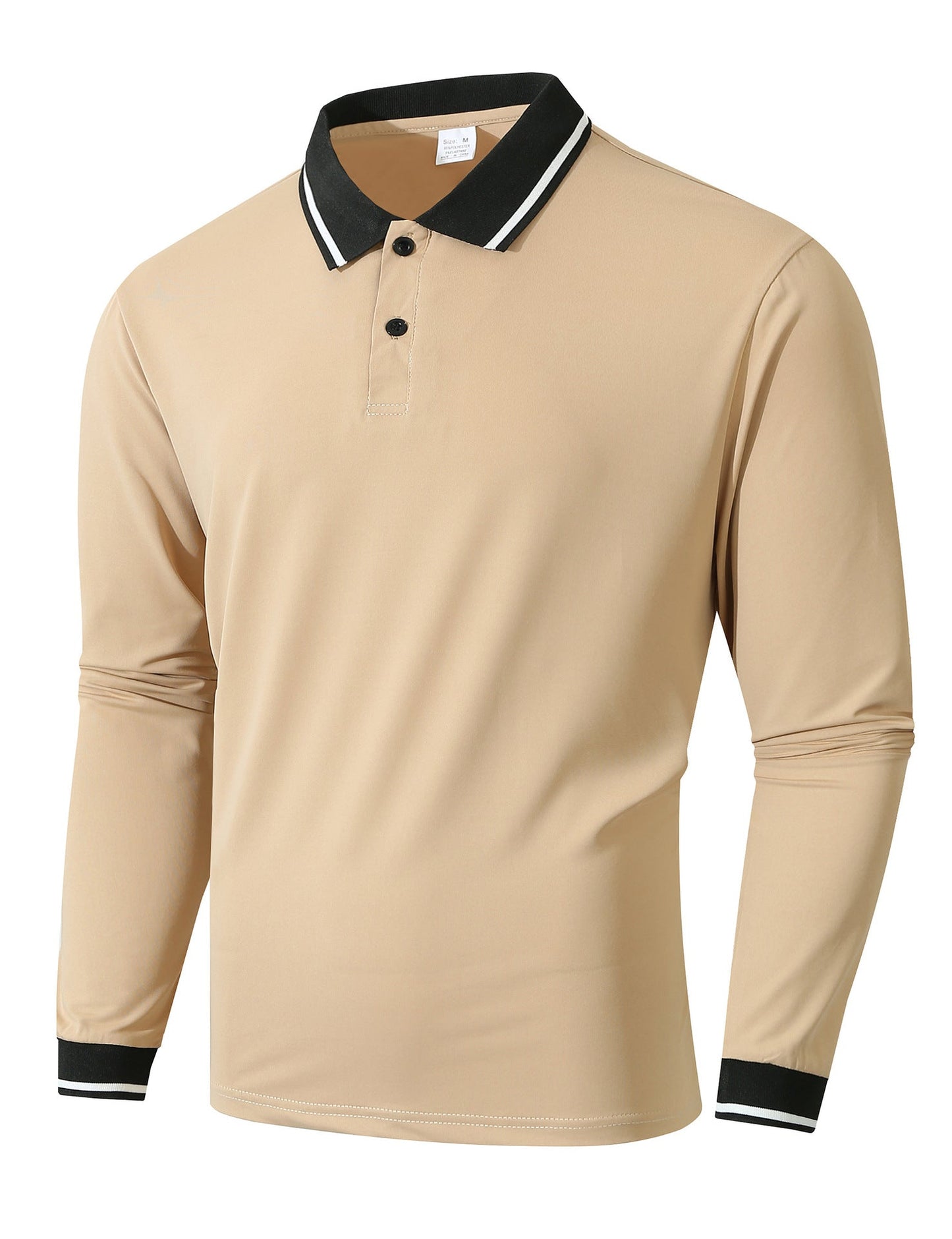 Street Wave Men's Long Sleeve Polo Shirt With Sporty Rib Texture For All Day Comfort And Style