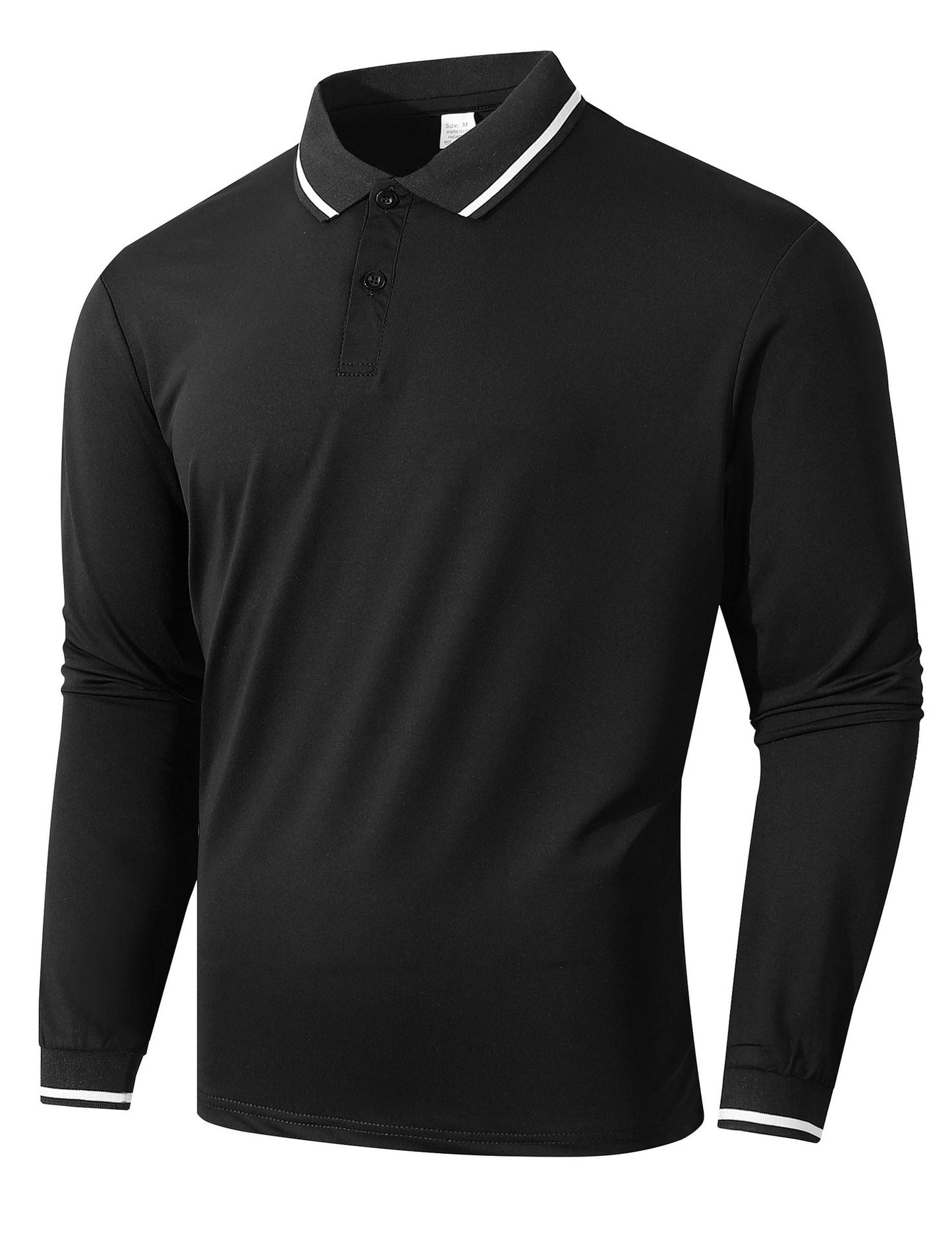 Street Wave Men's Long Sleeve Polo Shirt With Sporty Rib Texture For All Day Comfort And Style