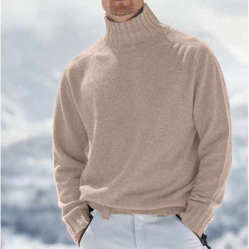 Streetwave Mens Wool Turtleneck Sweater With Structured Details For Cold Weather Comfort