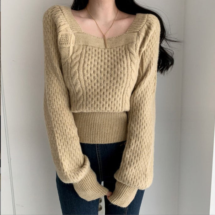 Streetwave Ladies Chunky Cable Knit Pullover With Square Neckline For Cozy Warmth