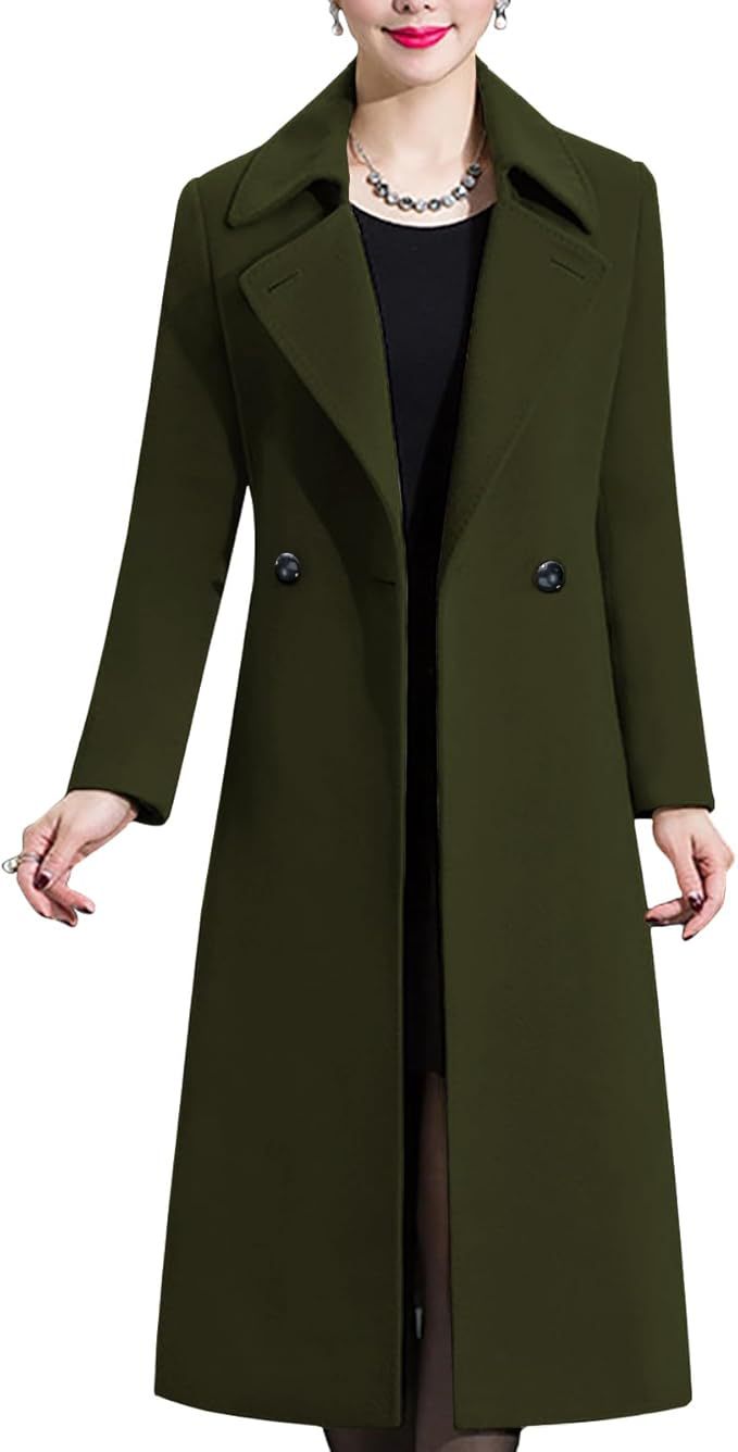 Street Wave Elegant Long Coat For Women Chic Office Ready Outerwear Navy Blue Luxury