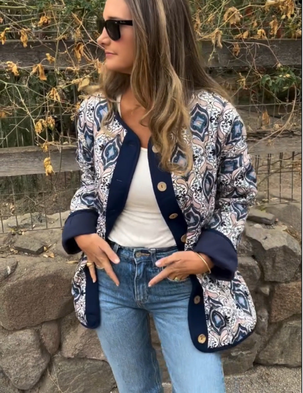 Ethno Style Bomber Jacket For Women Streetwave Bold Print And Cozy Comfort For Autumn