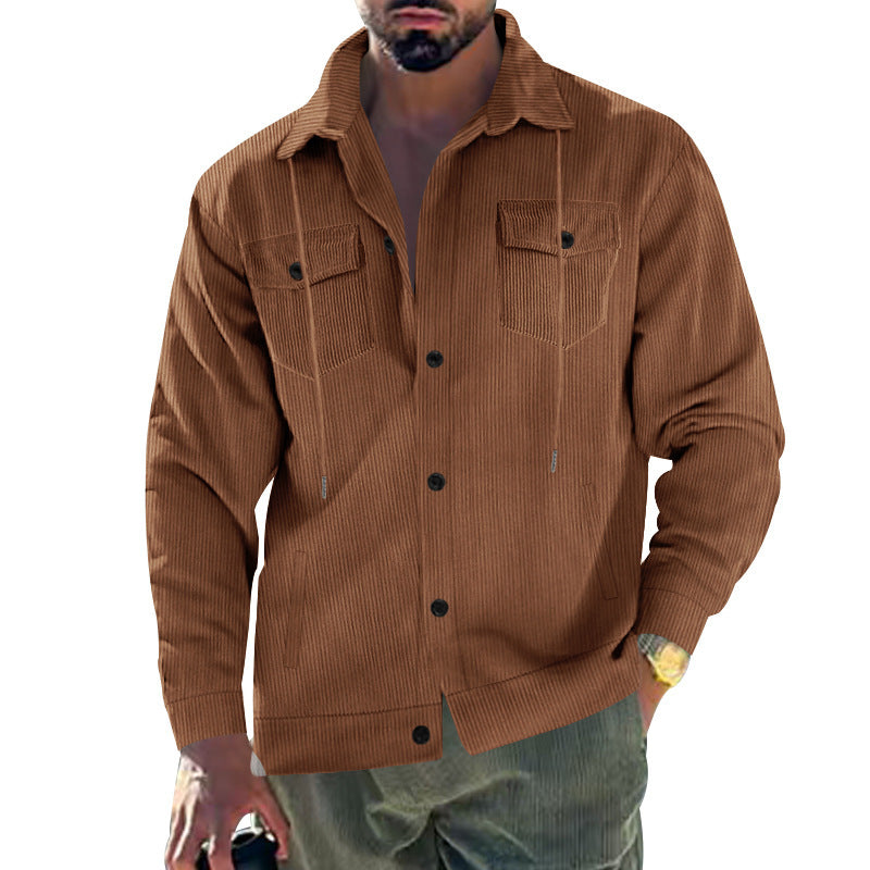 Street-Wave Mens Corduroy Jacket With Practical Pockets For Versatile Smart Casual Wear