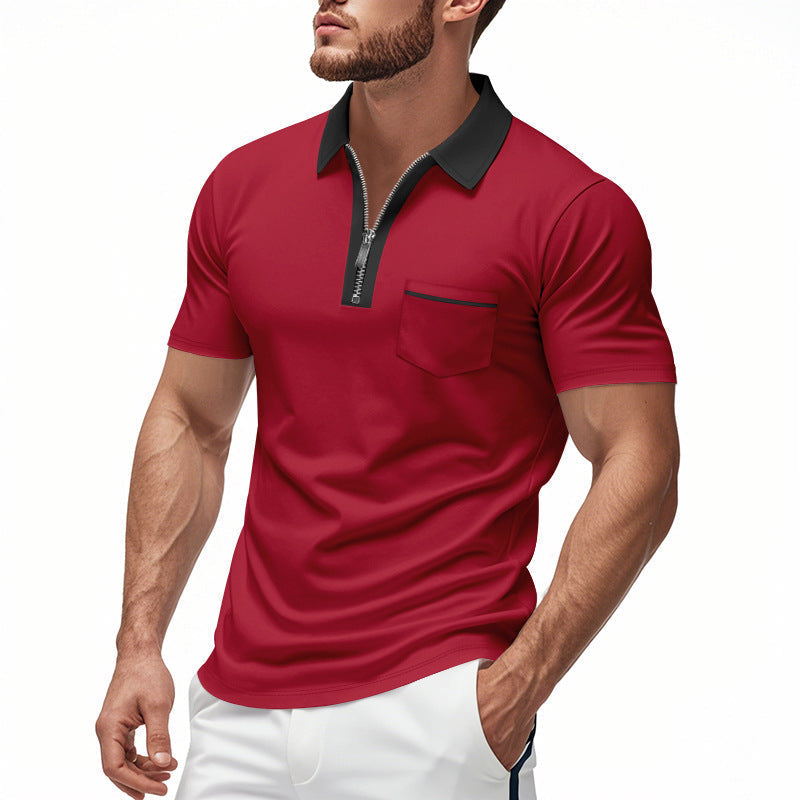 Nordic Flair Men's Polo Shirt Slim Fit Breathable Cotton Blend With Zipper Closure And Chest Pocket