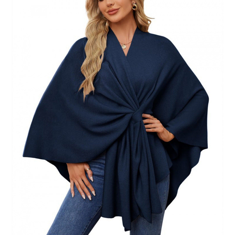 Streetwave Wrap Coat With Knot Tie Front Elegant Draped Silhouette For Stylish Women