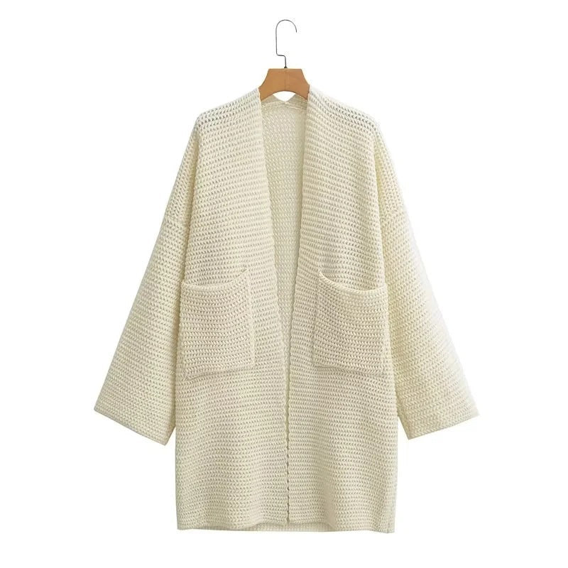 Street-Wave Women Knit Coat With Pockets Cozy Warmth For Everyday Style And Comfort