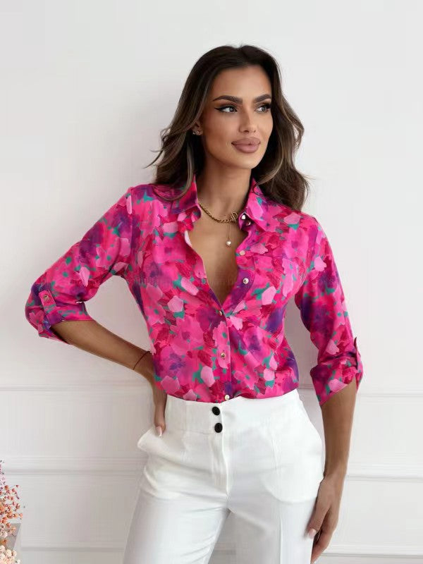 Street Wave Women's Floral Blouse With Relaxed Fit And Vibrant Print For Everyday Wear