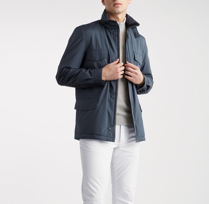 Street-Wave Men Modern Utility Jacket With Practical Pockets Versatile Everyday Wear