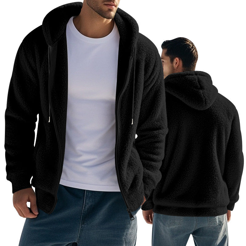 Men's Fleece Hoodie With Kangaroo Pocket And Zip Front By Street-wave Cozy Warm Everyday Essential For Men