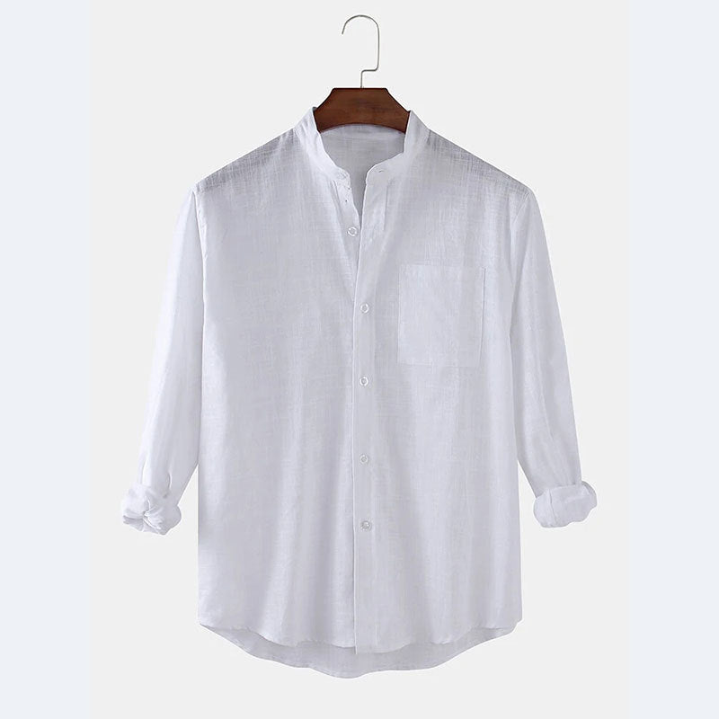 Street Wave Men's Lightweight Linen Long Sleeve Shirt With Breathable Comfort For Casual Summer Wear