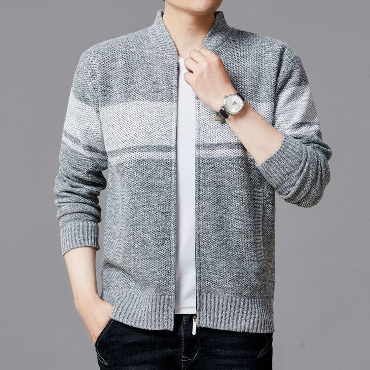 Mens Knit Cardigan With Modern Zip By Street-wave Structured Design Premium Cotton