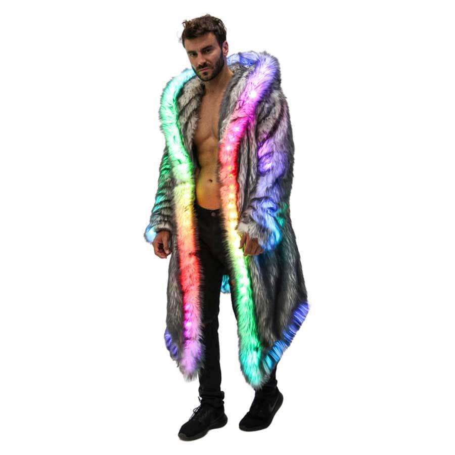Street Wave LED Lighted Coat For Men Dazzling Multicolor Illumination For Glam Night Out