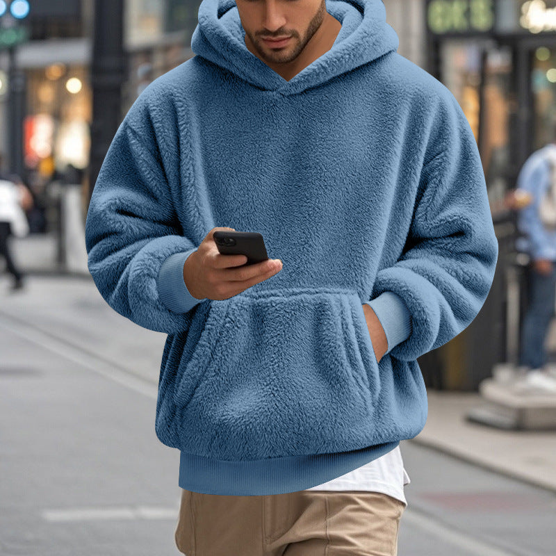 Street-Wave Men's Oversized Fleece Hoodie With Kangaroo Pocket For Cozy Everyday Comfort