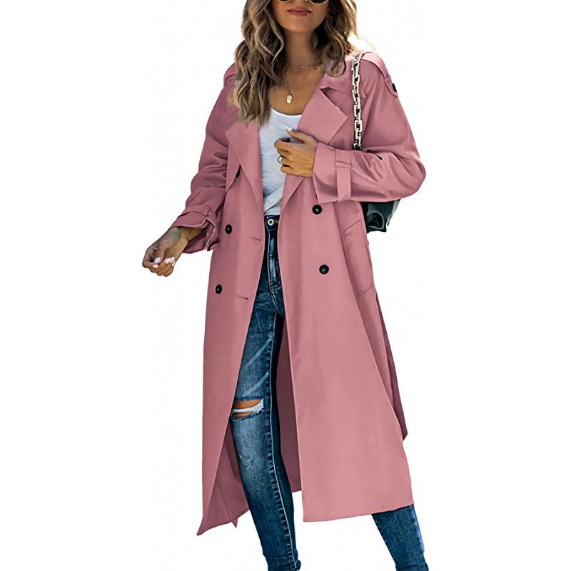 Street Wave Oversized Trench Coat For Women Chic Versatile Style With Elegant Details