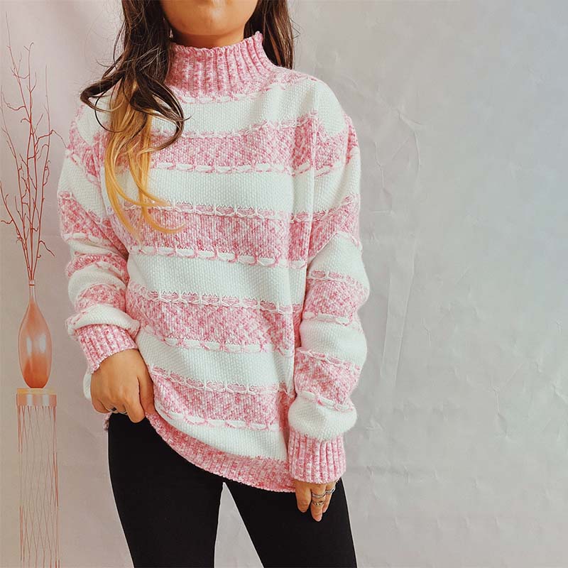 Street-Wave Soft Knit Cardigan With Textured Stripes Acrylic Cozy Warm For Women