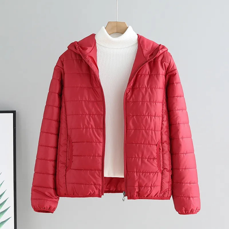 Womens Puffer Jacket Street Wave Hooded With Practical Pockets Warmth For Transitional Weather
