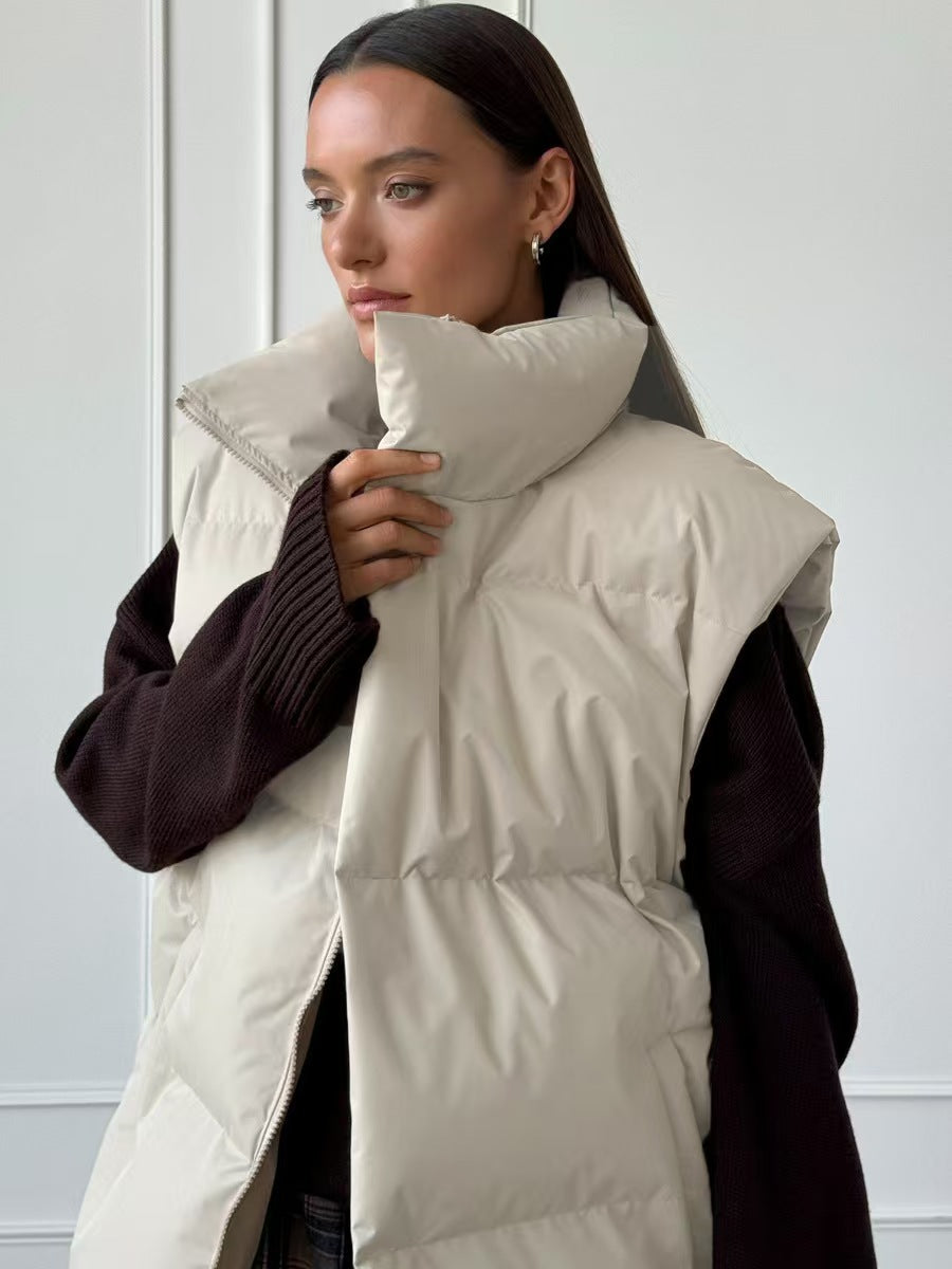 Street-Wave Womens Puffer Vest With High Collar And Handy Pockets For Cozy Winter Weather