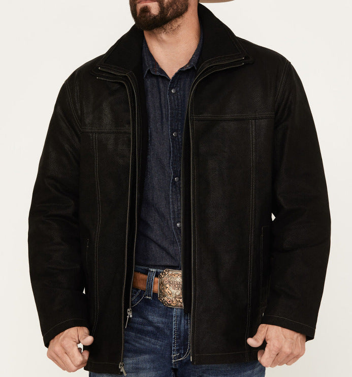 Street Wave Mens Suede Jacket With Functional Pockets Versatile Rugged Design Premium Quality