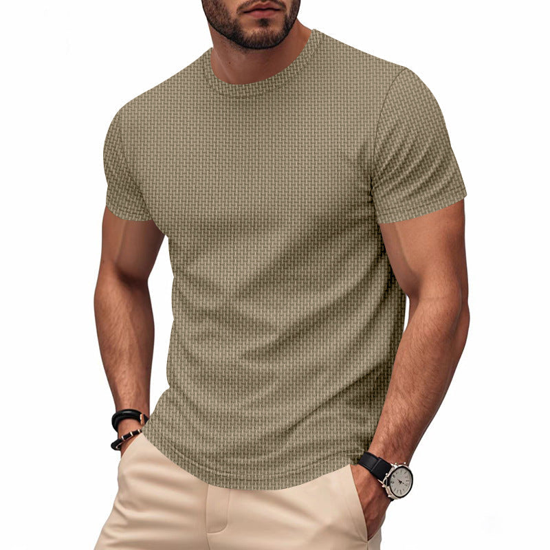 Street-Wave Mens Short Sleeve T Shirt With Structured Texture And Breathable Cotton Everyday