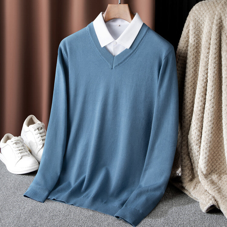 Street-wave Men's V-Neck Sweater Breathable Cotton Comfort For Modern Men Versatile Everyday Essential