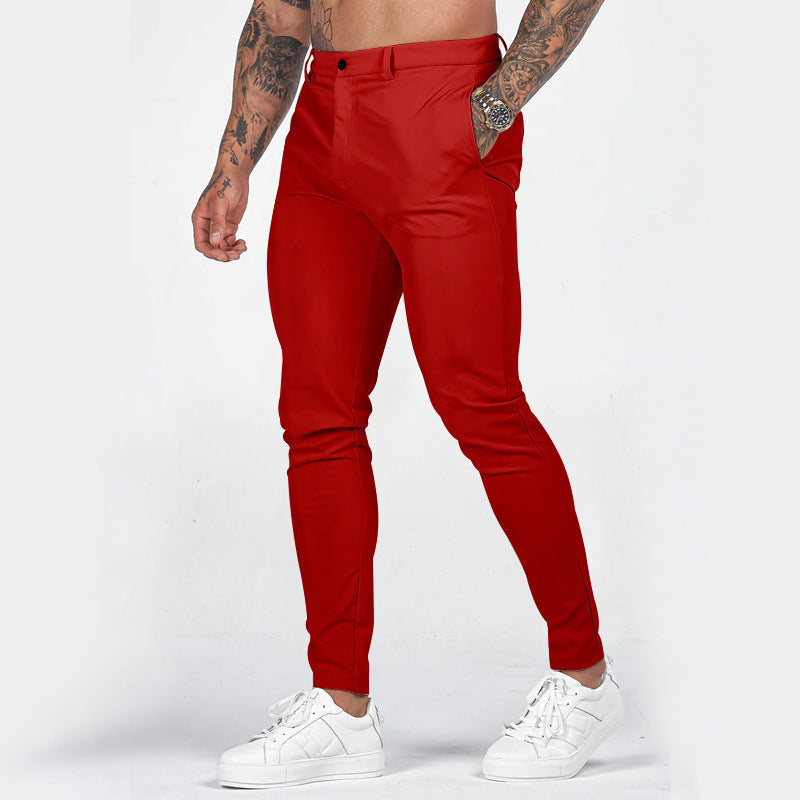 Street-Wave Mens Elegant Slim-Fit Chinos With Elastic Waistband And Handy Pockets