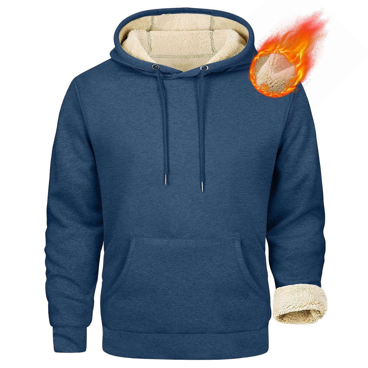 Street Wave Mens Fleece Hoodie With Cozy Sherpa Lining For Cold Weather Comfort All Day Warmth