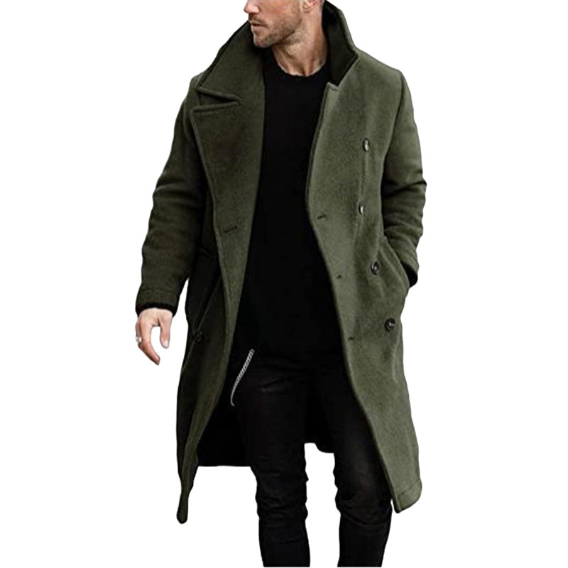 Streetwave Mens Trendy Wool Coat With Textured Surface And Practical Pockets For Urban Fashion