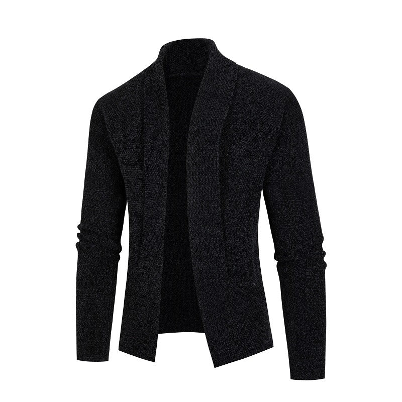 Street-Wave Men's Shawl Collar Cardigan With Textured Knit Pattern For Modern Style And Cozy Comfort