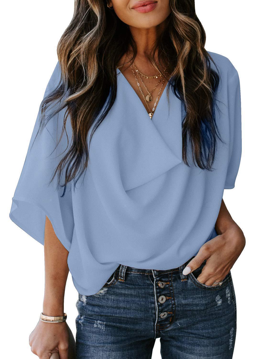 Street-Wave Women's Oversized Draped V-Neck Top for Casual Chic Everyday Wear Modern Wardrobe Essential