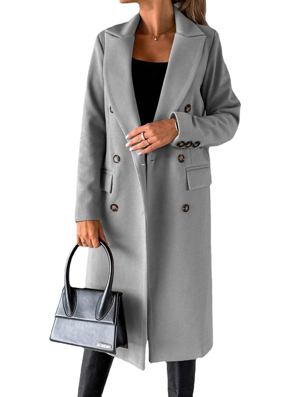Street-Wave Women Trench Coat Double-Breasted Button Front With Practical Pockets Timeless Elegance