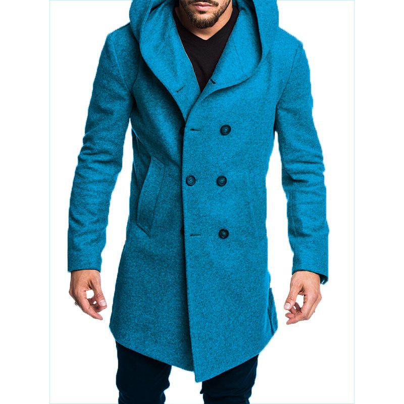 Streetwave Mens Hooded Double Button Coat Windproof Winter Outerwear For Urban Style