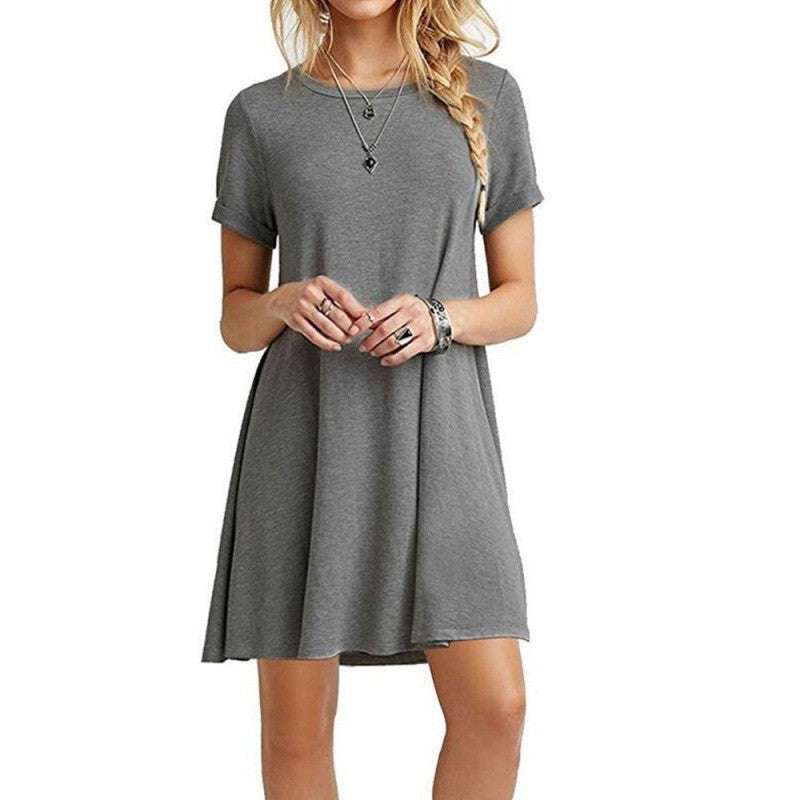 Women Loose Fit Casual Pink Dress With Round Neck Short Sleeves Streetwave Comfort For Everyday Wear
