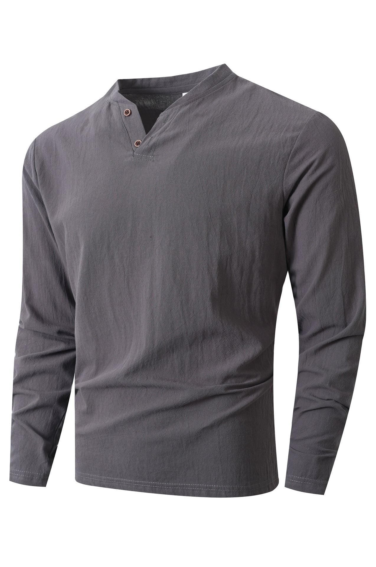 Street-wave Henley Long Sleeve Shirt For Men Breathable Cotton Comfort For Casual Everyday Wear